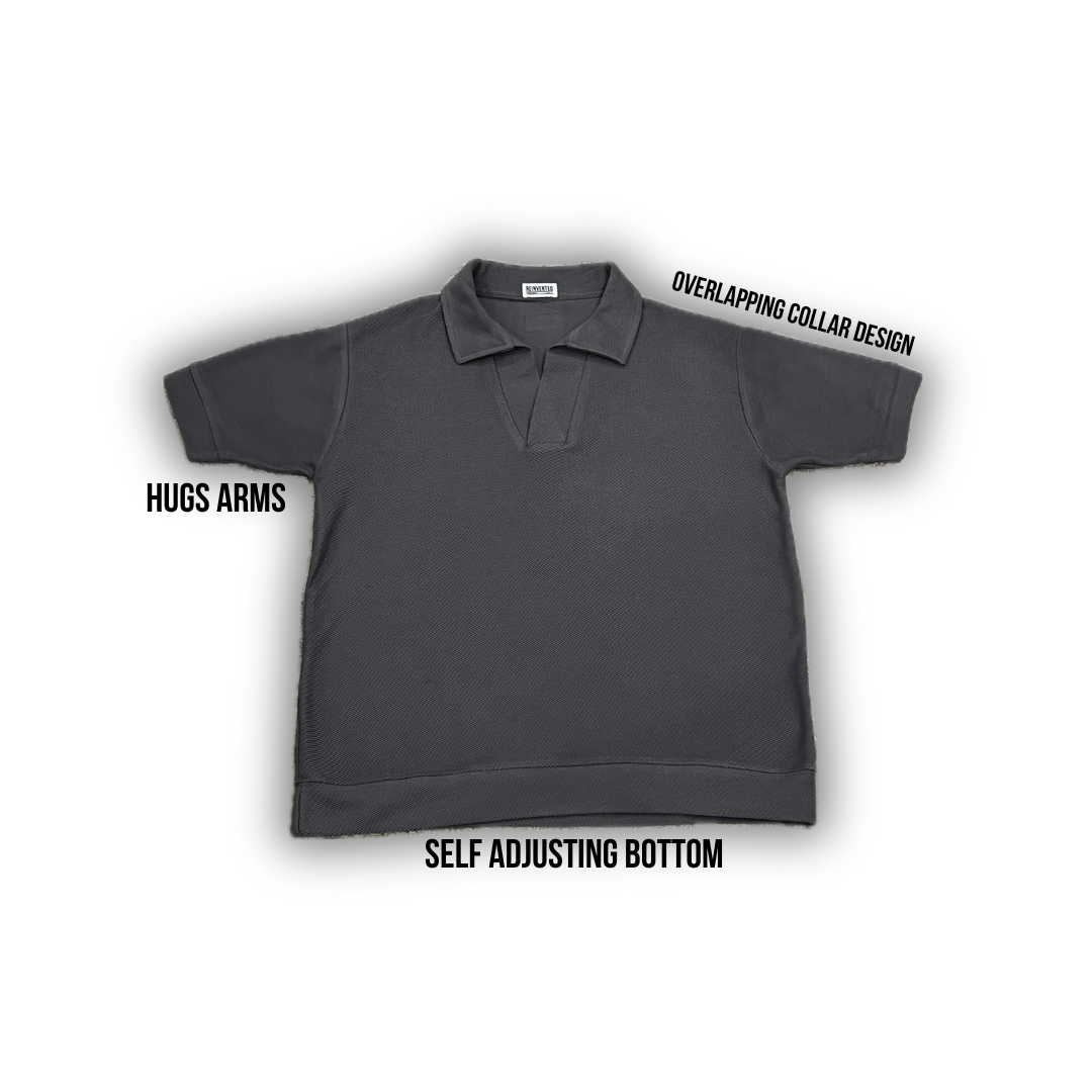 RV Diagonal Knit Polo In Space Grey